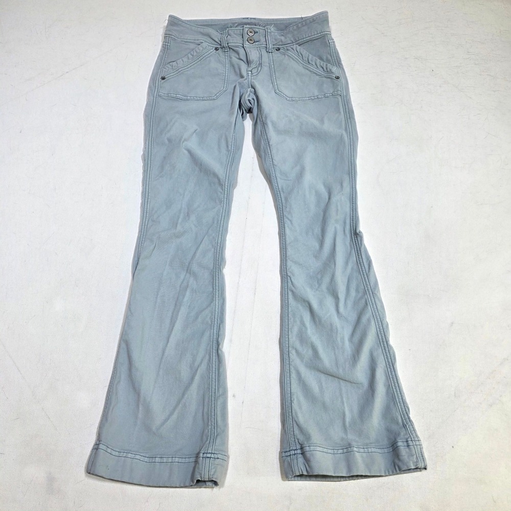 American Eagle Pants Womens 4 Light Blue Low Rise Flare Stretch Utility Y2K Boho